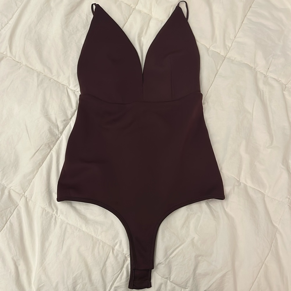 REVAMPED BURGUNDY DEEP V BODYSUIT
